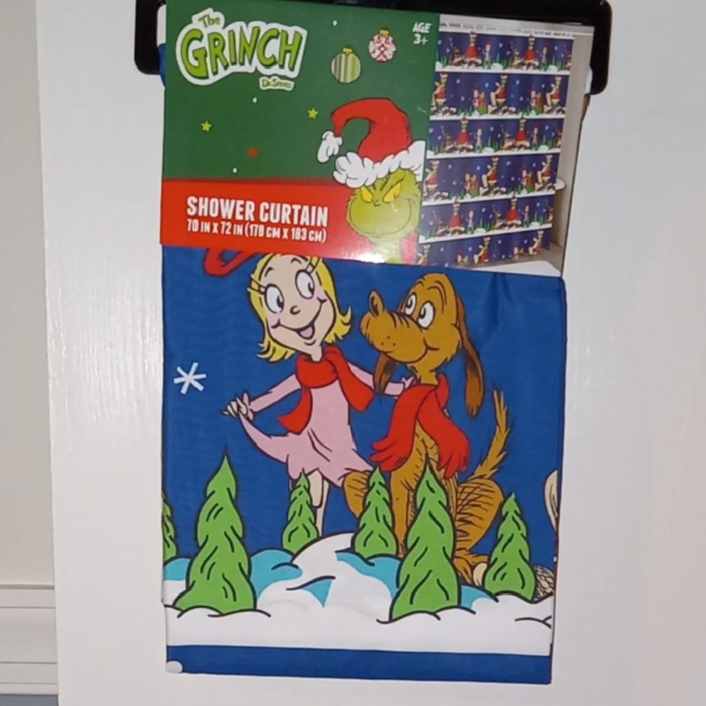 Dr. Seuss The Grinch Green and Red Christmas Shower Curtain